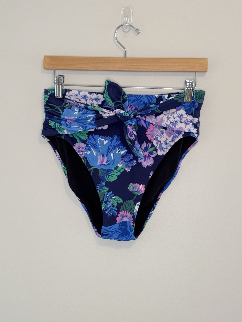 J. Crew High-cut Tie-waist Bikini Bottom in Navy Retro Floral Size M
